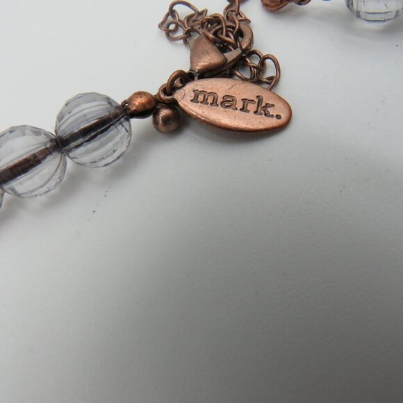 Mark Avon Necklace 32" Purple Gray Faceted Cluster Beads Ribbon Rose Gold Tone - Picture 7 of 7